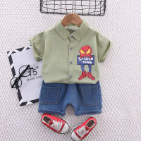 IENENS 2023 New Boy Clothing Sets Summer Baby Boy Cartoon Clothes Suit Short Sleeves Shirts+Shorts Outfits Set for Kids 0-4Years