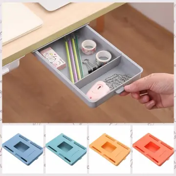 Adhesive Under Desk Drawer, Pencil Tray, Pen Storage, Holder Box