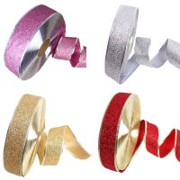 2M/roll 5cm Wide Shiny Gold Powder Ribbon Christmas Tree Decoration Gift Packaging Foldable DIY Crafts Production