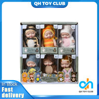 QING RC ตุ๊กตาบาร์บี้สำหรับเด็กผู้หญิง,ตุ๊กตาบาร์บี้จำลองชุด DIY ตุ๊กตาของเล่นสำหรับใส่นอนข้อต่อเลื่อนได้6ชิ้น