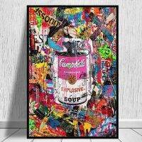 Graffiti Art Condensed Soup ภาพวาดผ้าใบ-Street Art โปสเตอร์และภาพพิมพ์-ภาพผนังศิลปะสำหรับห้องนั่งเล่นตกแต่งบ้าน