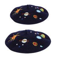 Casual Parent-Child Painter Hat Cute Universe Planet Beret Beanie Cap New Year Fall Winter for Birthday Festival Photo