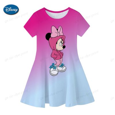 Girls Cosplay Cartoon Costume Minnie Mouse Dress Kids Summer Short Sleeve Princess Dress Up Children Birthday Party 3D Clothing