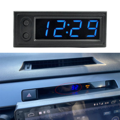 3 In 1รถนาฬิกาอุณหภูมิจอแสดงผล LED อุณหภูมิเครื่องตรวจจับแรงดันไฟฟ้าส่องสว่างนาฬิกาอิเล็กทรอนิกส์โวลต์มิเตอร์อุปกรณ์รถยนต์