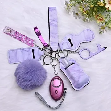 9pcs Women'S Self-Defense Keychain Set With Personal Alarm Pen