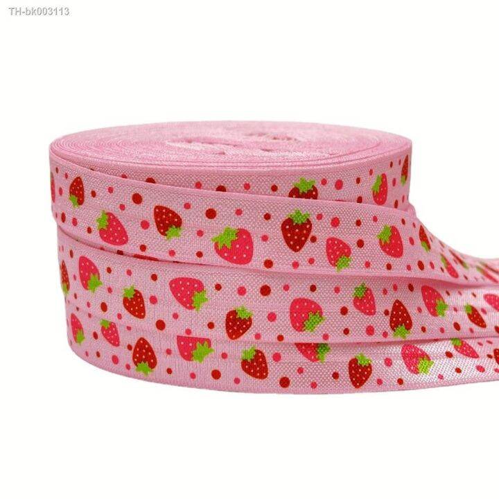 10yard-15mm-cherry-strawberry-print-fold-over-elastic-fruits-ribbon-for-sewing-hair-tie-strap-backpack-decoration-accessories