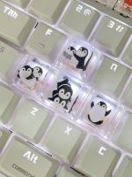 4Pcs Handmade Epoxy Resin Mechanical Keyboard Keycap Kawaii Penguin Anime Cute Custom Cherry Mx Esc Key Caps Accessories Gift