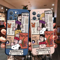 สำหรับ iPhone 13 Pro Max 12 11 XR XS 7 8บวก SE 2020การ์ตูน Snoopy อ่านกล้องเลนส์คุ้มครองสแควร์ขอบปกเต็มเลนเคส