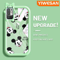 YIWESAN เคสสำหรับ Xiaomi POCO M3 Pro 4G POCO M3 Pro 5G Redmi Note 10 5G Note 10T 5G Note 11 SE 5G เคสกระแสแฟชั่นแบรนด์ Mickey Mouse Soft Case น่ารัก Tpu กรอบสีเคสกันกระแทกกล้อง