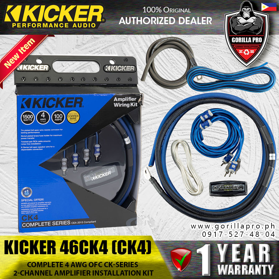 Kicker CK4 Complete 4 Gauge OFC CK-Series 2-Channel Amplifier Installation Kit 