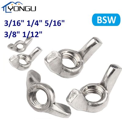 BSW 3/16" 1/4" 5/16" 3/8" 1/12" Inch Butterfly Wing Nuts Steel Zinc Plated Wing Nuts Hand Tighten Nut Nails  Screws Fasteners