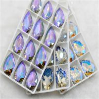 【cw】 New Diy Beads Glass Pointback Rhinestone Droplet Glue on jewels Decoration