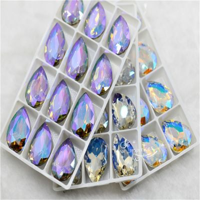 New Diy Beads Craft Paradise Shine Glass Crystal Pointback Rhinestone Droplet Glue on jewels Decoration Ghost Light