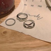 EDTUD แฟชั่น 3ชิ้น/เซ็ต แหวนย้อนยุค แหวนครบรอบ สาว เครื่องประดับนิ้วมือ แหวนสไตล์เกาหลี แหวนนิ้วผู้หญิง แหวนโลหะ แหวนนิ้วชี้
