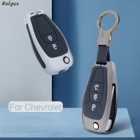 【LZ】☊✤✶  Zinc Alloy Silica Gel Car Key Case Cover Fob para Chevrolet Cruze Aveo Malibu Onix Cobalto Captiva Spark Acessórios dobráveis