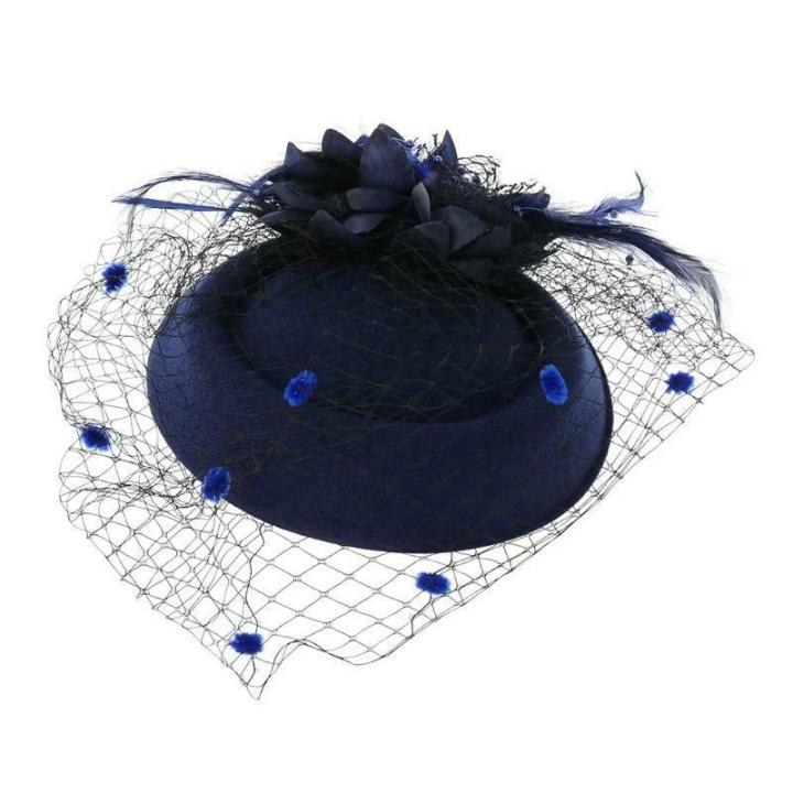 flower-feather-retro-head-veil-short-accessories-hat-bride