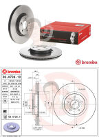 09 A728 11 จานเบรค ล้อ F (ยี่ห้อ BREMBO) รุ่น HC UV VOLVO S40 II V40 V50 C70 II ปี2005-2012