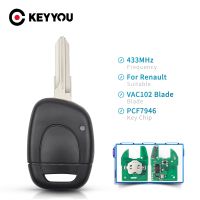 KEYYOU ชิป PCF7946 433MHZ 1ปุ่มกุญแจรถยนต์รีโมทสำหรับต้นแบบ Renault Kangoo Clio Twingo NE72/VAC102ใบมีด