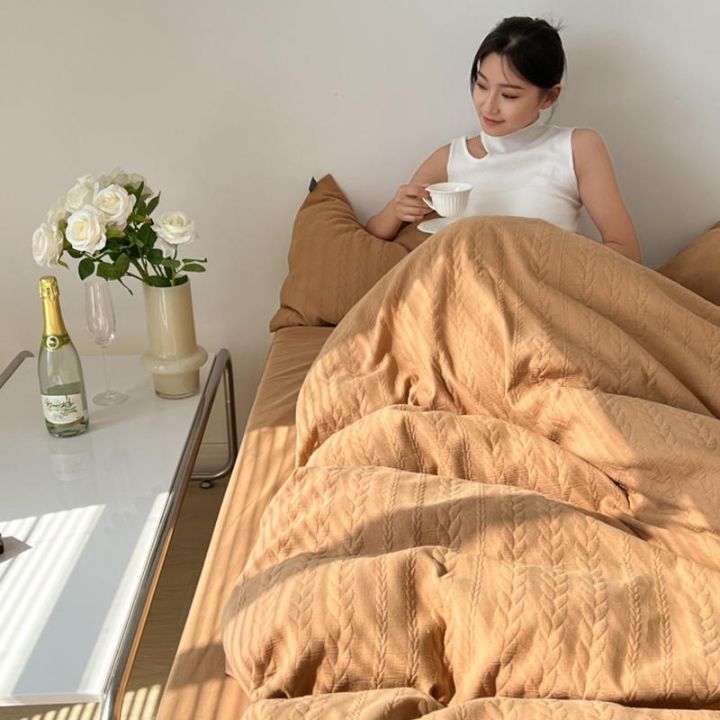 4-in-1-plain-bedding-set-single-queen-king-size-ear-of-wheat-pattern-comforter-cover-japanese-style-bedsheet-soft-fabric-pillowcase