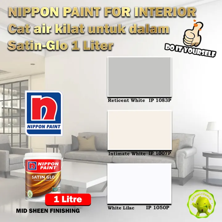 Nippon Paint Paint for Interior SatinGlo 1 & 5 Litre Reticent White