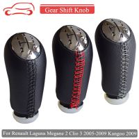 Real Leather 3Line Car Styling For Renault Laguna Megane 2 Clio 3 2005-09 Kangoo 2009 MT 5 Speed Chrome Gear Shift Knob HandBall