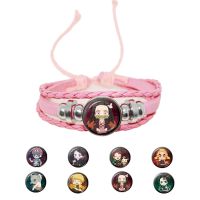 New Fashion Anime Demon Slayer Kimetsu No Yaiba Bracelet Kamado Tanjirou Nezuko Handmade Leather Charm Bracelet Bangles