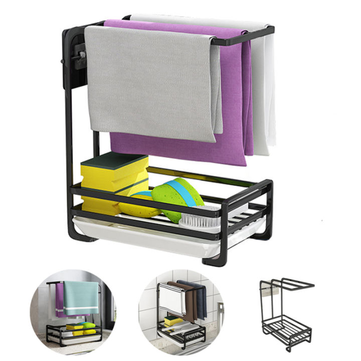 kitchen-storage-rack-sponge-towel-drain-holder-self-adhesive-sink-cleaning-brush-storage-tool