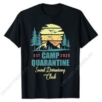 Camp Quarantine Social Distancing Club Funny Camping Gift T-Shirt Hip Hop Boy Tops Men Tees Geek Top T-shirts Cotton Crazy