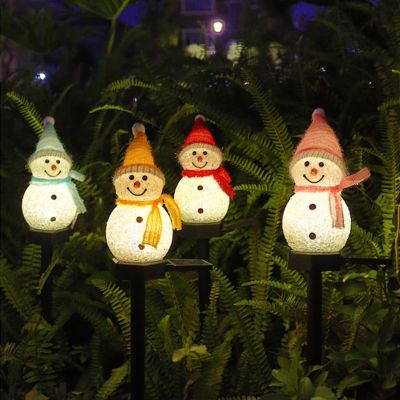 Solar Outdoor Lights Garland Snowman Solar Light Waterproof Lawn Lamps Festoon New Year Christmas Decorations for Home Noel 2022
