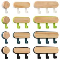 1Pcs Strong Self Adhesive Door Wall Hangers Hooks ABS Wood Hat Racks Key Hanger Wall Organizer Kitchen Bathroom Accessories