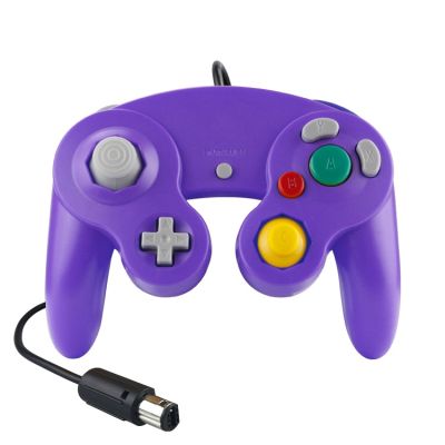 จอยควบคุมเกมมีสายควบคุมแบบสั่นจุดเดียว2ชิ้นสำหรับ Nintendo Ngc/wii สีของสินค้า: สีม่วง