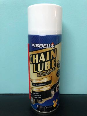 Visbella Chain Lube 450ml น้ำมันหล่อลื่นโซ่ น้ำมันหยอดโซ่ น้ำมันโซ่ น้ำมันหยอดโซ่ Chain lube สำหรับหล่อลื่นโซ่ ทุกชนิด บิ๊กไบค์ big bike สเปรย์หล่อลื่นโซ่ เคลือบโซ่รถ มอเตอร์ไซค์ บิ๊กไบค์ จักรยาน ขนาด 450 ml. T0635