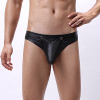 Men Thong y Underpant Leather T Pants Low Waist Detachable Opening Male Black Panties for 18