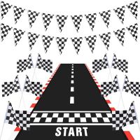 [Afei Toy Base]Race Car Theme ชุดตกแต่งงานเลี้ยงวันเกิด Traffic Cones Racing Checkered Flag Race Track Floor Running Banner Decor Supplies