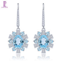 Lohaspie Jewelry Real Sterling Silver S925 Original Drop Earrings Natural Topaz Genuine Gemstone Women drop earring Coloful Jewelrys Wedding