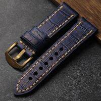 ✼✿♘ Handmade Ostrich Foot Pattern Leather Watchband Bronze Buckle 24MM Brown Vintage Thickened Vintage Style