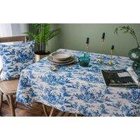 Moonstars Retro Blue Korean Bloggers Same Printed Ink Table Cloth for Picnic Alas Meja Makan 4 6 8 Kerusi