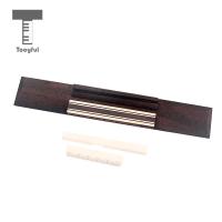 1ชุด Rosewood Guitar Bridge &amp; Bone Saddle Nut Slotted สำหรับกีตาร์คลาสสิกอะไหล่