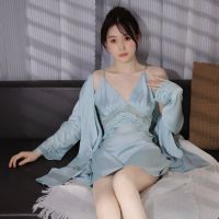 --SY23726๑ jamas womens and summer ice silk spenders h d ghtdress th pure dre sle two-piece home clot whole