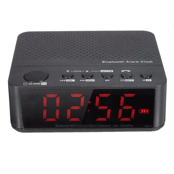Bluetooth Digital LED Display Alarm Clock Speaker Amplifier FM Radio Mp3 Player Black Lazada.co.th