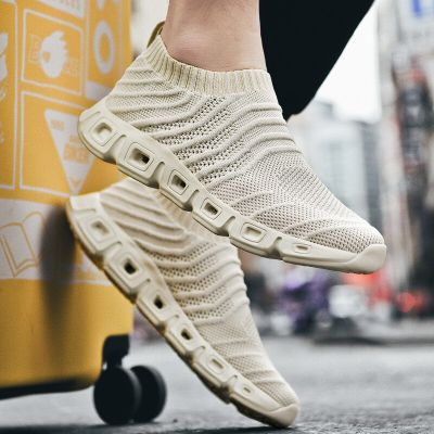 Hot Sale Harajuku Men Soft Casual Shoes Breathable Stylish Sport Sneakers Male Outdoor Flats Walking Sock Shoes Plus Size 39-48