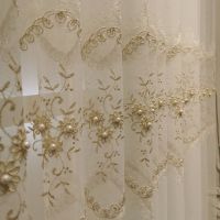 Pearl Embroidered Garden White Embroidered Tulle Curtains for Living Room Lace Window Screening Items Window Drapes X-M200#HS