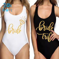 Bride Tribe Print One Piece Swimsuit For Women Bathing suit Female Lining Bikini Wedding Party Backless Beachwear Bikini