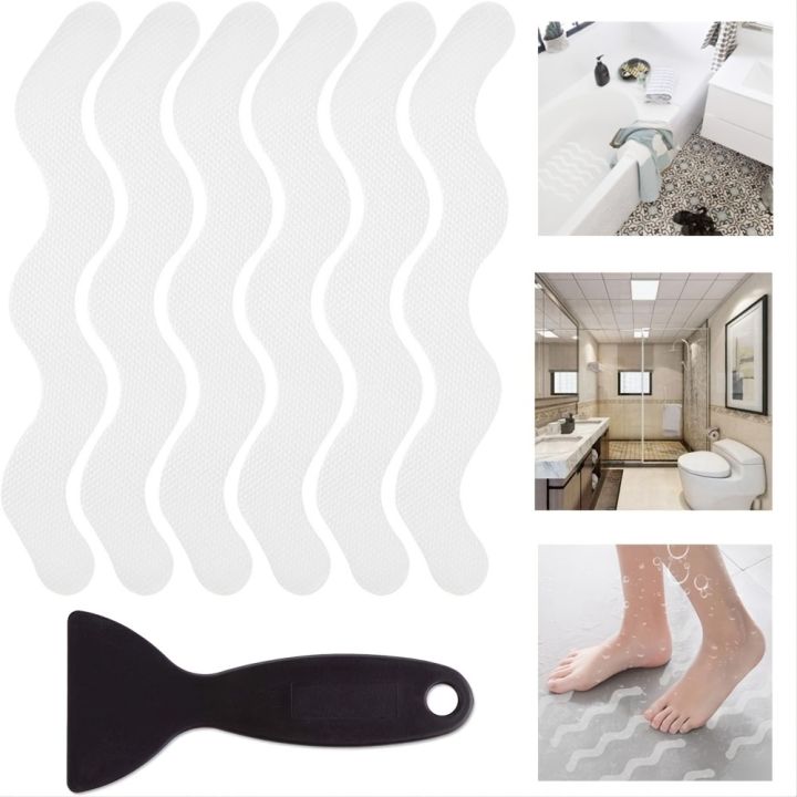 yf-12pcs-s-shaped-anti-strip-safety-shower-sticker-including-scraper-tub-stair-floor-self-adhesive