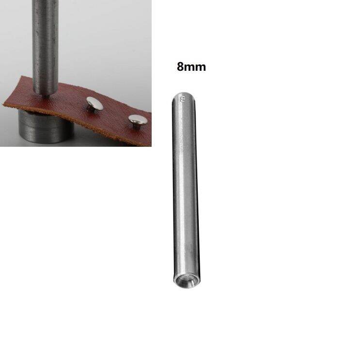 Leather Craft Mushroom Domed Snap Rivet Tool Cutting Through Multiple
