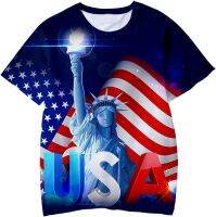 Outfit American Flag Clothes T-Shirt Boys Casual 3D Print Toddler Kid Independence Tops 4-of-July (Blue, 4-5 Years)