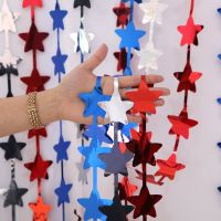 Star Shape Rain Tinsel Curtain 4th of July Party Red White Blue Tinsel Foil Fringe Curtain Birthday Party Supplies Wedding Decor Banners Streamers Con