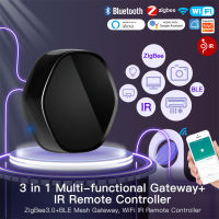 WiFi ประจำบ้านอัจฉริยะ Tuya 3 In 1ไร้สายมัลติฟังก์ชั่น BLE Mesh + เกตเวย์ ZigBee พร้อมรีโมทควบคุม38K IR ผ่าน Alexa G Oogle Home