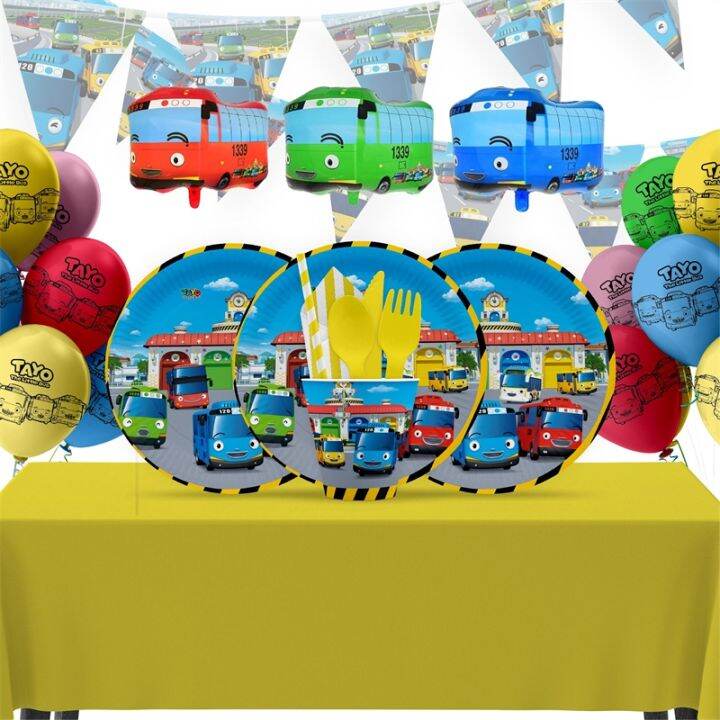 Tayo The Little Bus Birthday Party Theme Kids Disposable Napkins Plates ...