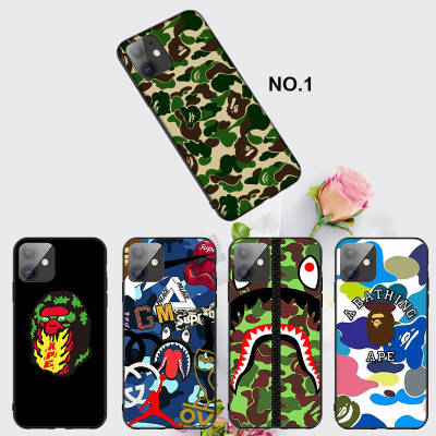 Casing หรับ iPhone 14 13 11 Pro Max 11 Mini 8+ 8 Plus EL13 Bape Fashion Pattern Phone เคสโทรศัพท์ อ่อนนุ่ม TPU Shockproof Black ปก